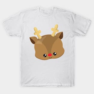 Christmas Reindeer, Antlers, Red Nose, New Year T-Shirt